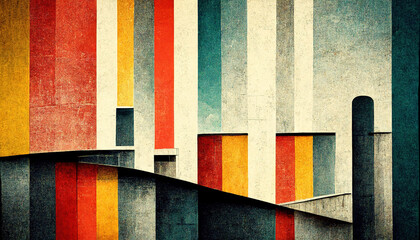Wall Mural - abstract bauhaus style background. trendy aesthetic bauhaus architecture design. generative ai.