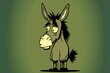 Funny portrait of a mischievous Donkey illustration and plain background. Ai photos