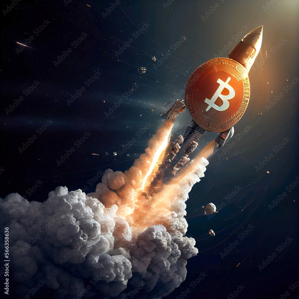 Ilustração Crypto Rocket launch, AI Generative do Stock | Adobe Stock