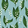Seamless vector pattern with lilies of the valley