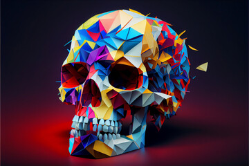 Poster - Beautiful abstract surreal geometric human skull concept, contemporary colors and mood social background.	