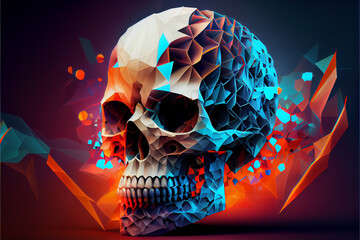 Poster - Beautiful abstract surreal geometric human skull concept, contemporary colors and mood social background.	