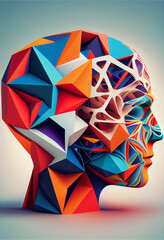 Poster - Beautiful abstract surreal human head concept, contemporary and mood social background	