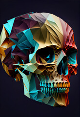 Poster - Beautiful abstract surreal geometric human skull concept, contemporary colors and mood social background.	