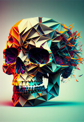 Poster - Beautiful abstract surreal geometric human skull concept, contemporary colors and mood social background.	