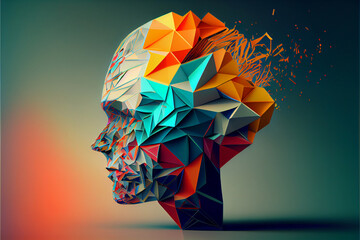 Poster - Beautiful abstract surreal human head concept, contemporary and mood social background	