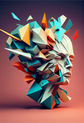 Poster - Beautiful abstract surreal human head concept, contemporary and mood social background	