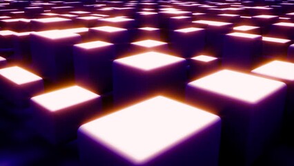 Wall Mural - shining purple 3d cubes random - abstract geometric background - loop video