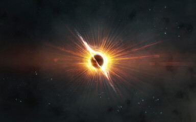 Wall Mural - Black hole. Supernova explosion. Big bang. 5K realistic science fiction art. Elements of image provided by Nasa