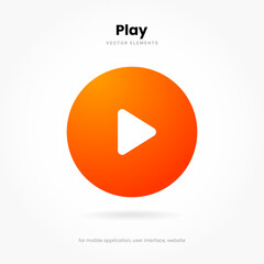 Poster - 3D play button icon. Video play symbol. Start sign. Pause icon. Player logo button. Play music or sound vector element for UI UX, website, mobile app.