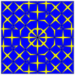 canvas print picture - quadrat mit symmetrischem gejben muster auf blauem hintergrund
