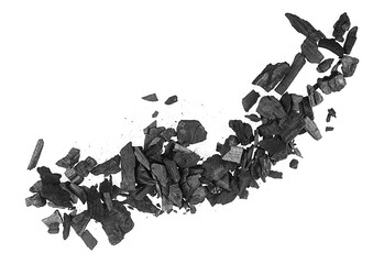 Wall Mural - Xylanthrax - pile of wooden charcoal isolated on a white background, top view.