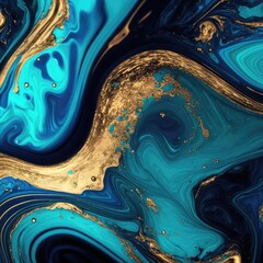 Wall Mural - Blue and gold marble background