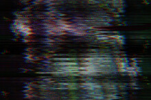 Grunge Monochrome Digital Glitch And Distortion Noise Effect Banner. Futuristic Cyberpunk Tv Media Error Design Lines Pattern Vintage Design Element In Old Dark Craft Paper	