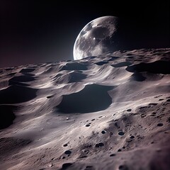 Wall Mural - a deserted abstract colorful moon landscape. alien planets during sunrise. a beautiful landscape on 