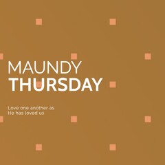 Wall Mural - Composition of maundy thursday text and copy space over squares on brown background