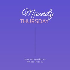 Wall Mural - Composition of maundy thursday text and copy space over purple background