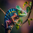 Kameleon w tropikalnym lesie