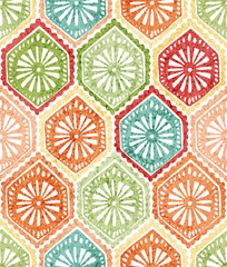 Seamless geometric pattern. Ethnic and tribal motifs. Grunge texture. Vector illustration.