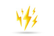 © blankstock - Lightning 3d icon. Energy power thunder, electric bolt symbol. Electric voltage sign. Electricity power background. Flash thunderbolt banner. Electric charge concept. Lightning vector illustration