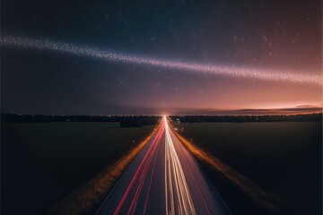 Long exposure car lights at night