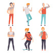 © topvectors - Tattooed or Inked Man in Standing Pose and on Skateboard Vector Set