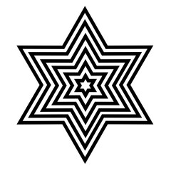 Wall Mural - Simple monochrome vector graphic of a repeating six pointed star on a white background. All sides and angles are mutually equal