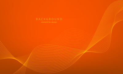 Wall Mural - Abstract gradient background. Wave element for design. Digital frequency track equalizer. Stylized line art. Colorful shiny wave with lines. Trendy color orange. Curved wavy smooth stripe. Vector.