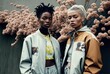 © Road Red Runner - Two young black women posing in modern clothes with the seriousness of models. Ai generated.