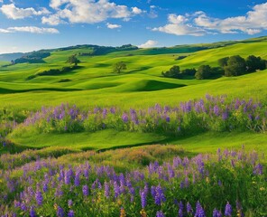 landscape with beautiful green hills, tuscany, italy