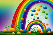 Multiple Colorful Rainbow Background Illustration Art Generative AI