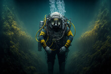 Scuba Diver In The Underwater - Generative AI