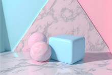 Plain Baby Blue And Baby Pink Smooth Marble Background Made With Generative AI Technology	