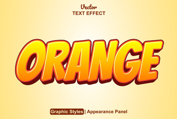 Wall Mural - orange text effect with graphic style and editable.