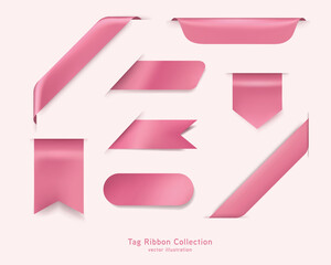 Wall Mural - new tag pink ribbon and banner vector. pink ribbon, pink tag, pink label. promotion sale decoration 