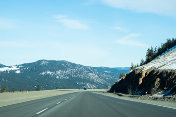 mountain road in winter