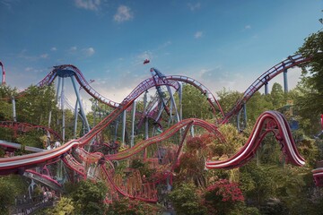 Roller coaster in Europa park, Germany. Generative AI
