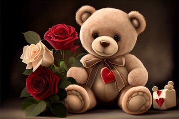 teddy bear with roses