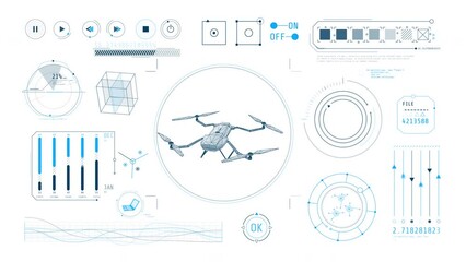 Wall Mural - dynamic animation on the theme of drone technology.