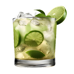 caipirinha, mojito cocktail isolated on transparent background