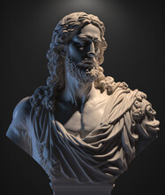 Marble Bust Of A Man With Beard Depicting Evangelist St. John, Created With Generative AI Technology