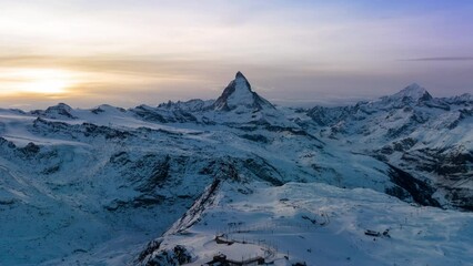 Wall Mural - Hyperlapse of Matterhorn and Swiss Alps, Zermatt, Switzerland.