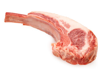 Wall Mural - Australian lamb rack cutlets or Raw Frenched Rack Rib with isolate on white with clipping path.