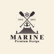 nautical port dock logo with retro style design vector design
