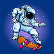 Astronaut skateboard space illustration vector