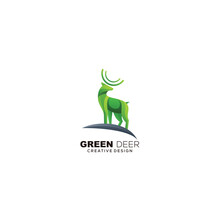 Green Deer Logo Gradient Color Design Template
