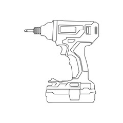 Hand Drill Outline Icon Illustration on Isolated White Background