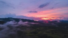 Hyperlapse Of Dense Forest In Costa Rica With Orange Sky. 4k Videos. Tropical.
