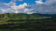 Hyperlapse Of Morning Mountains With Drifting Clouds With Sun Light, Costa Rica