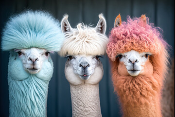 Drei bunte Alpakas, Three colorful alpacas